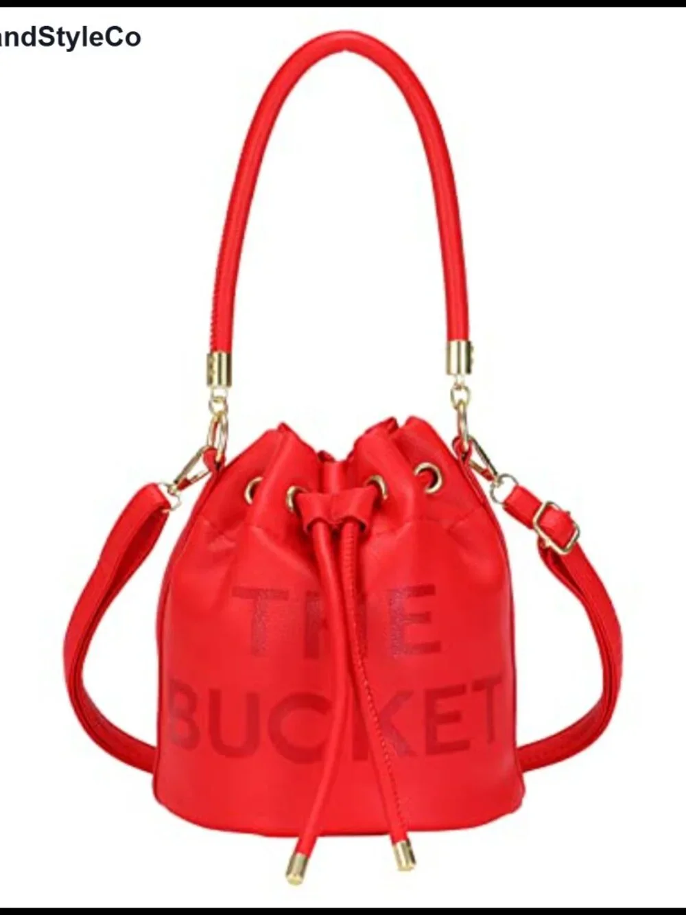 Women's Faux Leather Mini Bucket Bag Drawstring Crossbody Purse